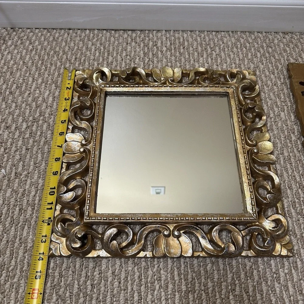 2 Vintage Hollywood Regency Style Gold Mirrors Set of 2 Elegant Wall Decor